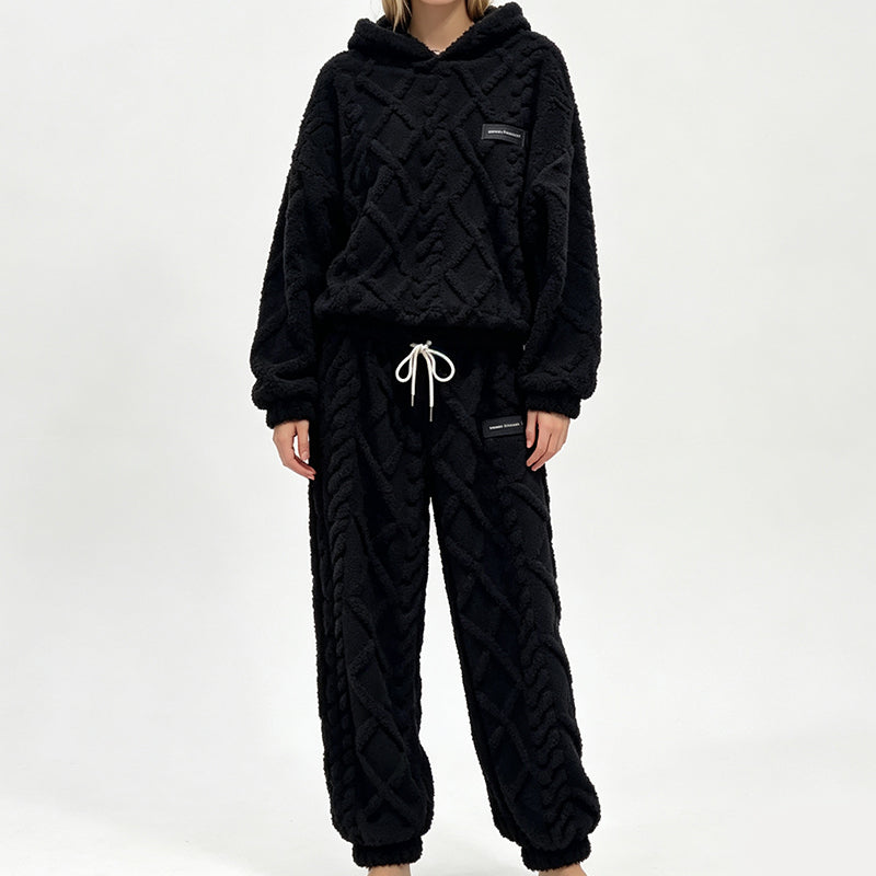 👚👖Thermo-Fleece-Pyjama-Set, warme Hauskleidung, 2-teilig, auch draußen tragbar