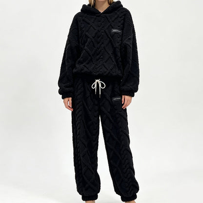 👚👖Thermo-Fleece-Pyjama-Set, warme Hauskleidung, 2-teilig, auch draußen tragbar