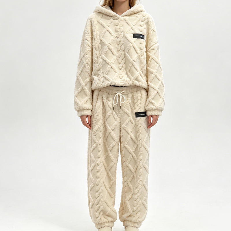 👚👖Thermo-Fleece-Pyjama-Set, warme Hauskleidung, 2-teilig, auch draußen tragbar