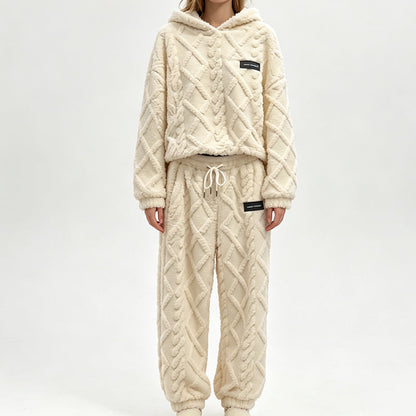 👚👖Thermo-Fleece-Pyjama-Set, warme Hauskleidung, 2-teilig, auch draußen tragbar
