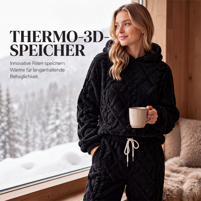 👚👖Thermo-Fleece-Pyjama-Set, warme Hauskleidung, 2-teilig, auch draußen tragbar