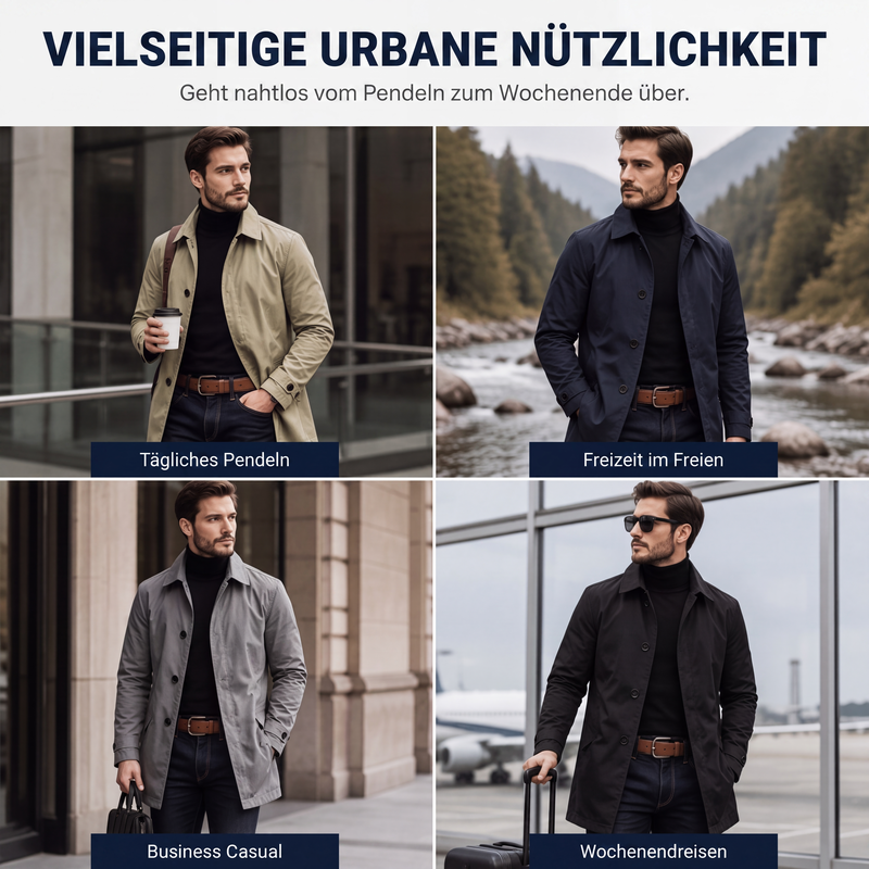 🍂Herbstneuheit🎉🔥Über 30.000 Mal verkauft!🧥Wasserdichter mittellanger Trenchcoat für Herren