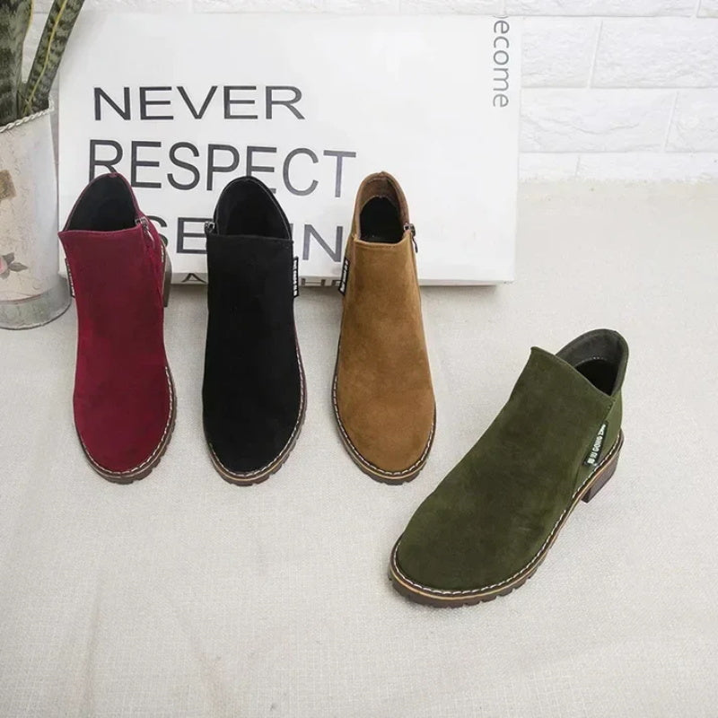 👢 🔥Damen-Stiefeletten mit niedrigem Absatz und seitlichem Reißverschluss