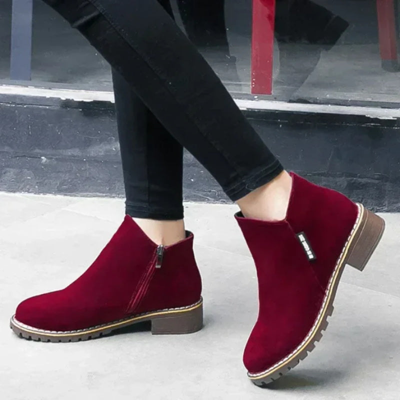 👢 🔥Damen-Stiefeletten mit niedrigem Absatz und seitlichem Reißverschluss