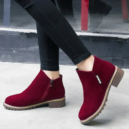 👢 🔥Damen-Stiefeletten mit niedrigem Absatz und seitlichem Reißverschluss