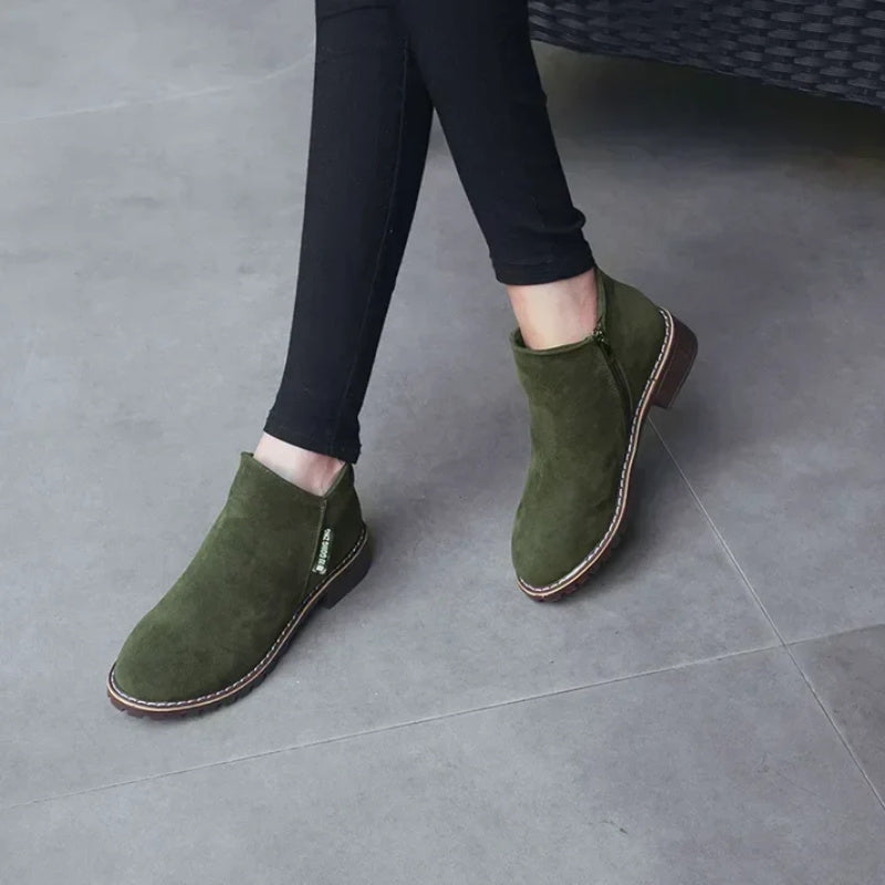 👢 🔥Damen-Stiefeletten mit niedrigem Absatz und seitlichem Reißverschluss