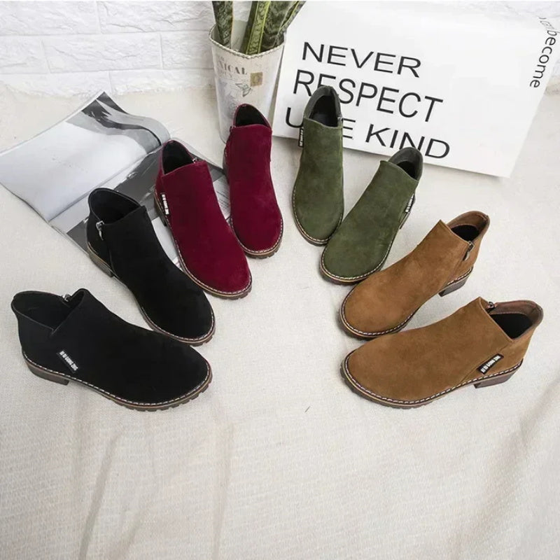 👢 🔥Damen-Stiefeletten mit niedrigem Absatz und seitlichem Reißverschluss