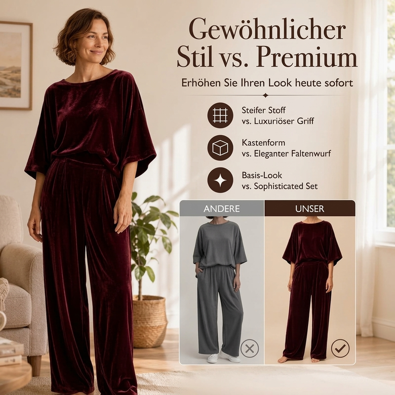 👖 ☁️ Samt-Set mit Kurzarm-Oberteil & weiter Hose