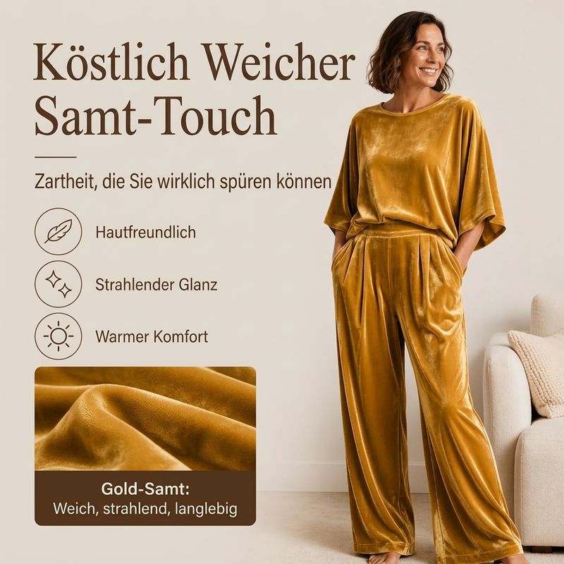 👖 ☁️ Samt-Set mit Kurzarm-Oberteil & weiter Hose