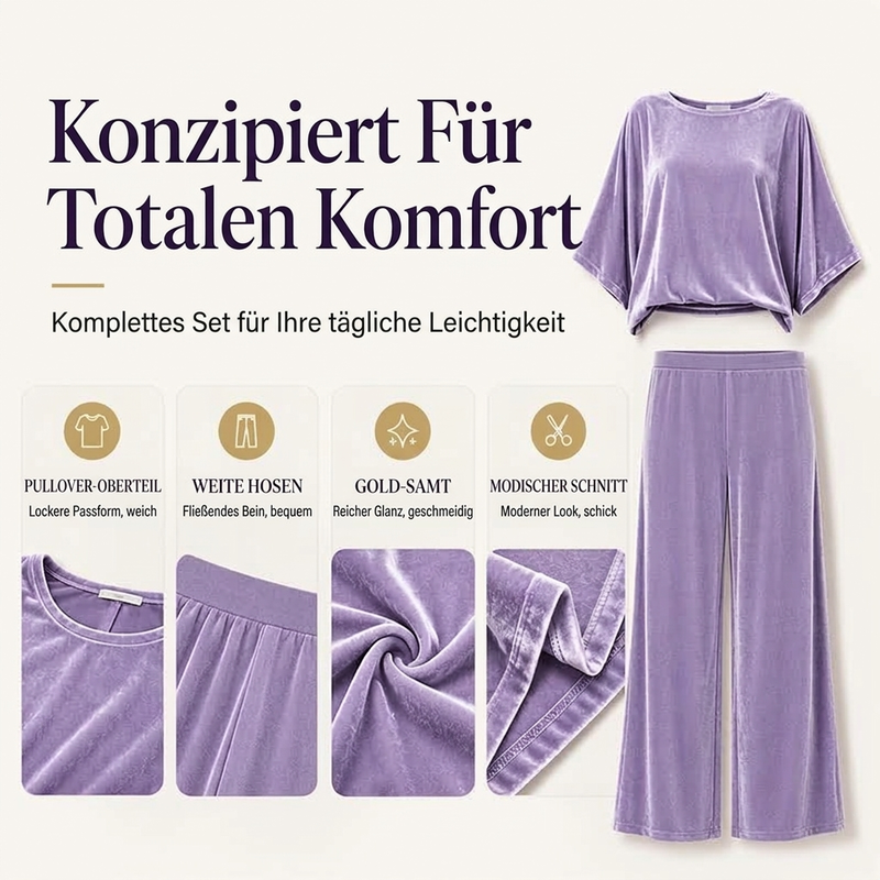 👖 ☁️ Samt-Set mit Kurzarm-Oberteil & weiter Hose