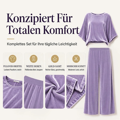 👖 ☁️ Samt-Set mit Kurzarm-Oberteil & weiter Hose