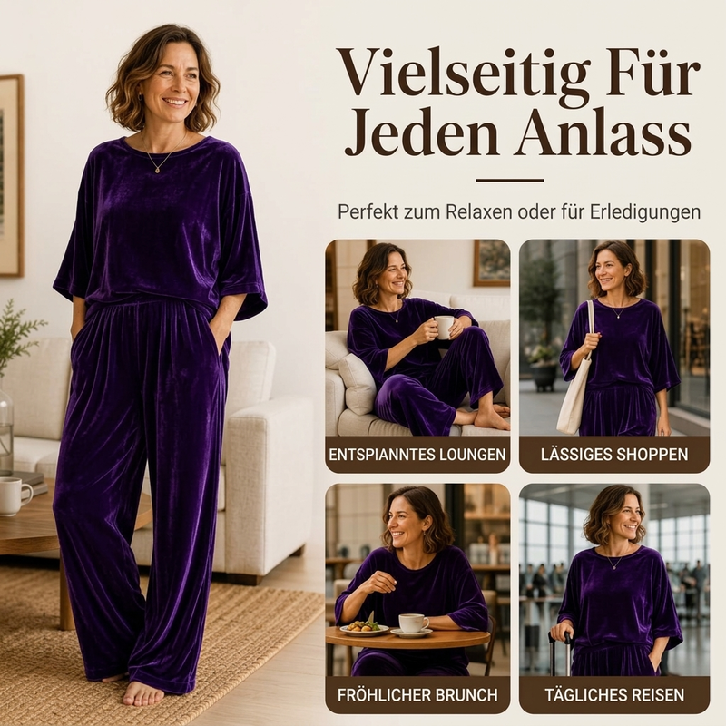 👖 ☁️ Samt-Set mit Kurzarm-Oberteil & weiter Hose