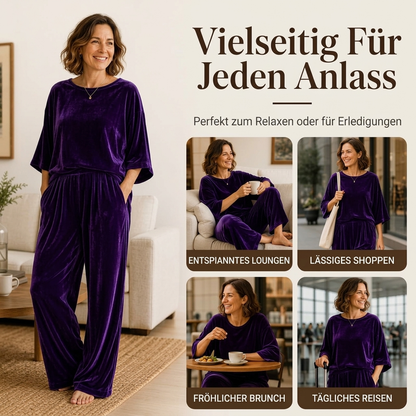 👖 ☁️ Samt-Set mit Kurzarm-Oberteil & weiter Hose