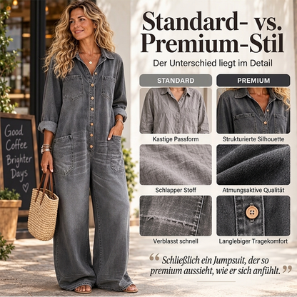 👖 🚨Nur noch wenige auf Lager! Beeil dich!🚨 Damen Jeans Overall im Vintage-Look mit Kragen