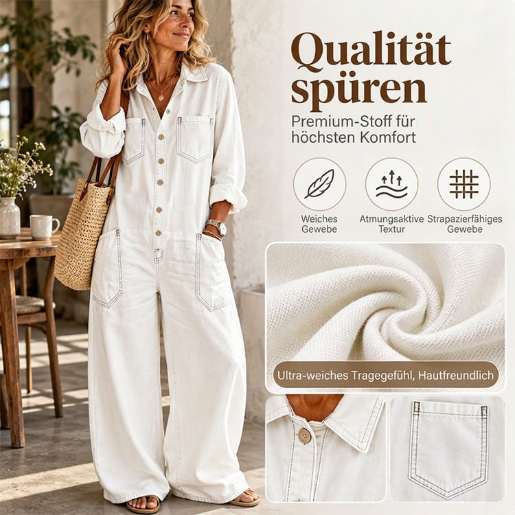 👖 🚨Nur noch wenige auf Lager! Beeil dich!🚨 Damen Jeans Overall im Vintage-Look mit Kragen