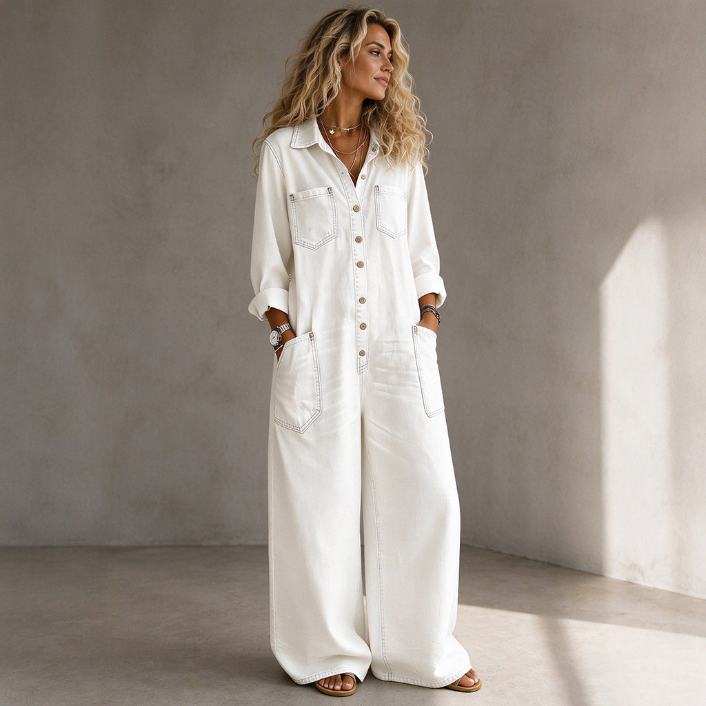 👖 🚨Nur noch wenige auf Lager! Beeil dich!🚨 Damen Jeans Overall im Vintage-Look mit Kragen