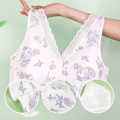 ✨ Damen-BH in großen Größen mit Knopfleiste, Blumenmuster und ohne Bügel