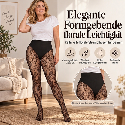👖 Damen Shape Strumpfhosen mit hoher Taille aus Spitze und Fischernetz