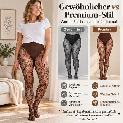 👖 Damen Shape Strumpfhosen mit hoher Taille aus Spitze und Fischernetz