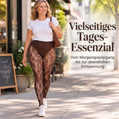 👖 Damen Shape Strumpfhosen mit hoher Taille aus Spitze und Fischernetz