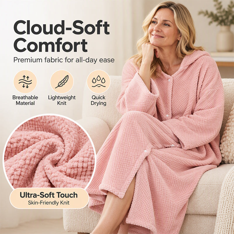 🧥 Damen Bademantel mit Kapuze als Handtuch tragbar