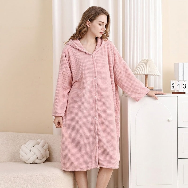 🧥 Damen Bademantel mit Kapuze als Handtuch tragbar