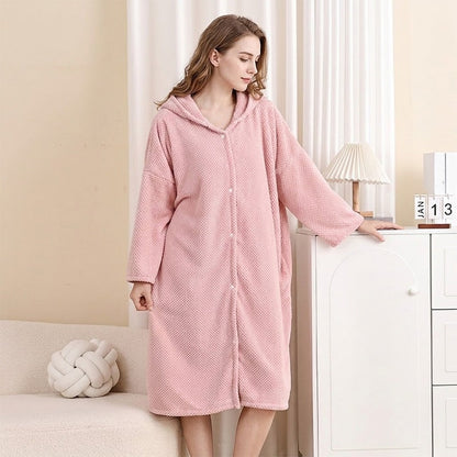 🧥 Damen Bademantel mit Kapuze als Handtuch tragbar