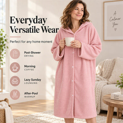 🧥 Damen Bademantel mit Kapuze als Handtuch tragbar