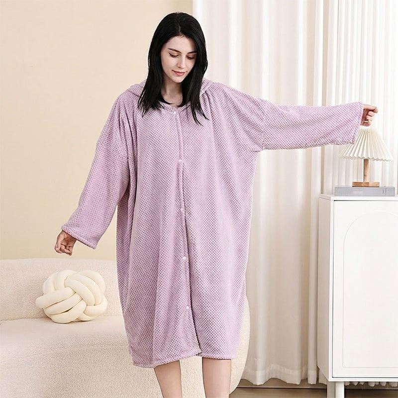 🧥 Damen Bademantel mit Kapuze als Handtuch tragbar