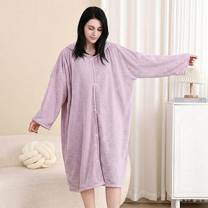 🧥 Damen Bademantel mit Kapuze als Handtuch tragbar