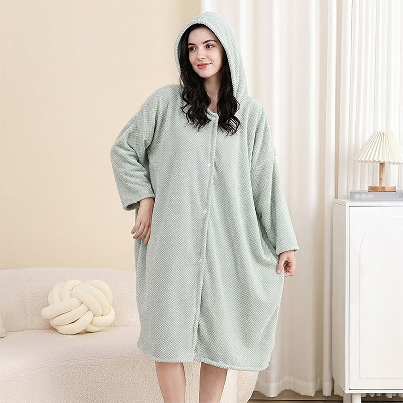 🧥 Damen Bademantel mit Kapuze als Handtuch tragbar