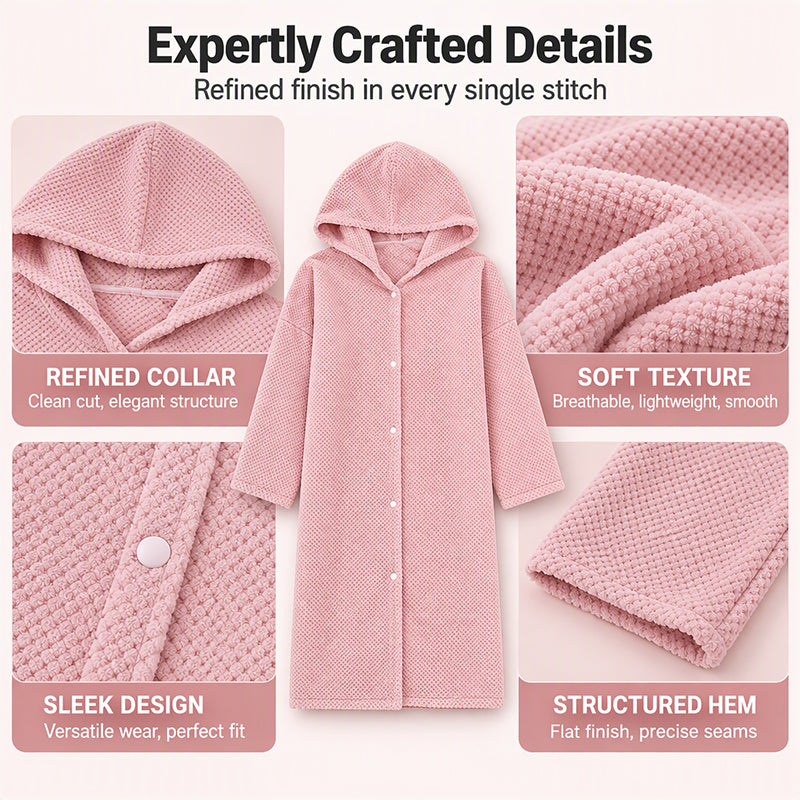 🧥 Damen Bademantel mit Kapuze als Handtuch tragbar