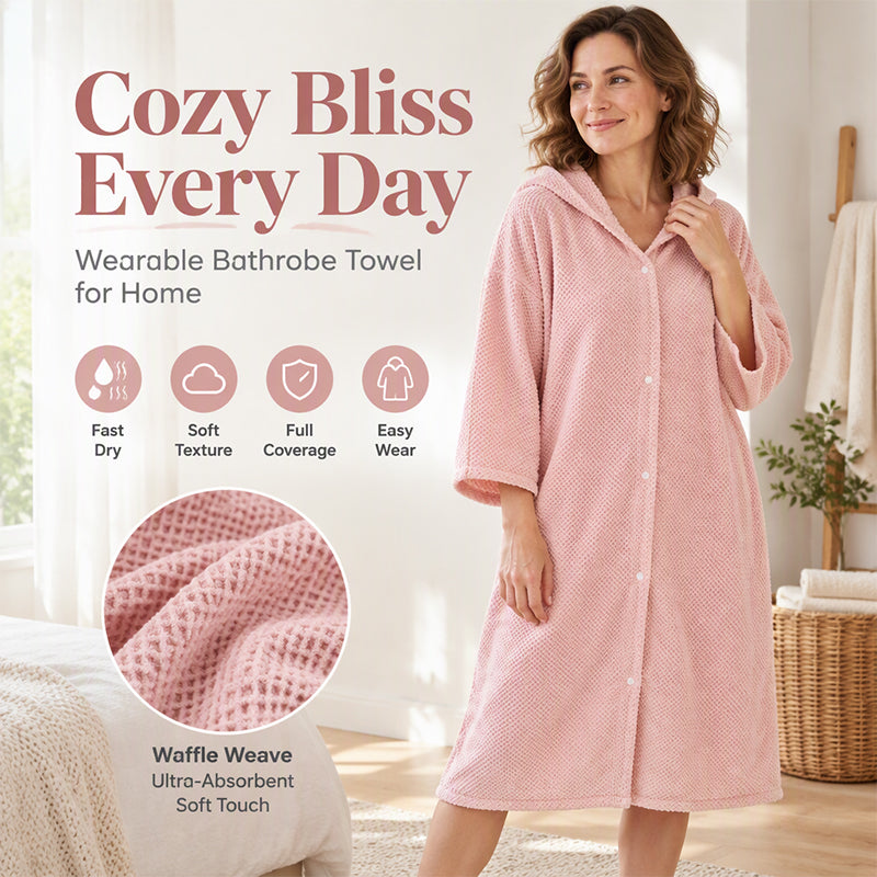 🧥 Damen Bademantel mit Kapuze als Handtuch tragbar
