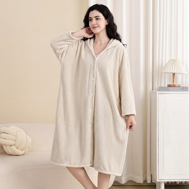 🧥 Damen Bademantel mit Kapuze als Handtuch tragbar
