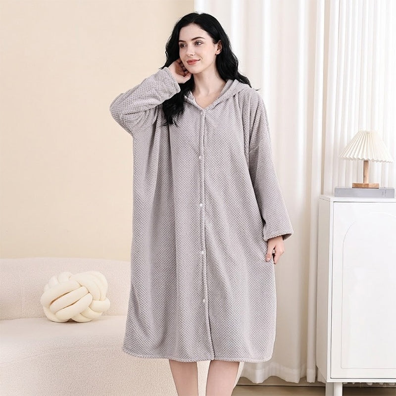 🧥 Damen Bademantel mit Kapuze als Handtuch tragbar