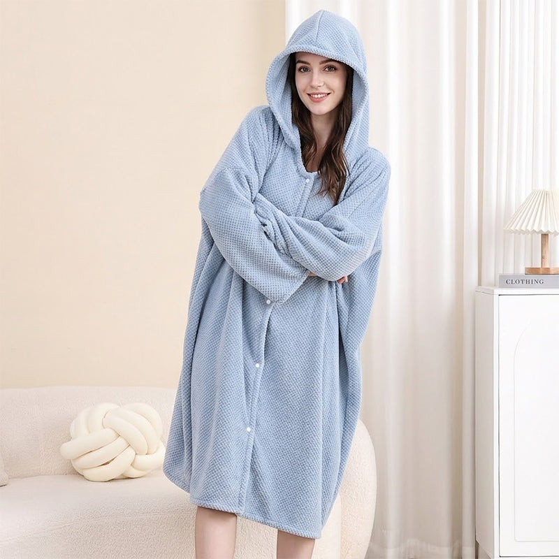 🧥 Damen Bademantel mit Kapuze als Handtuch tragbar