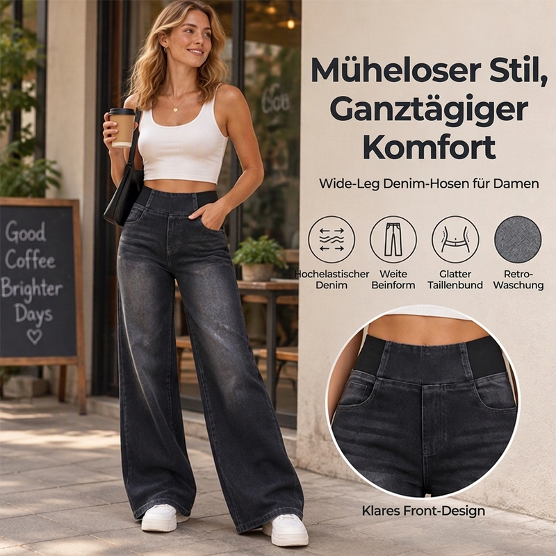 👖 🥳Stretch-Jeans mit weitem Bein🥳