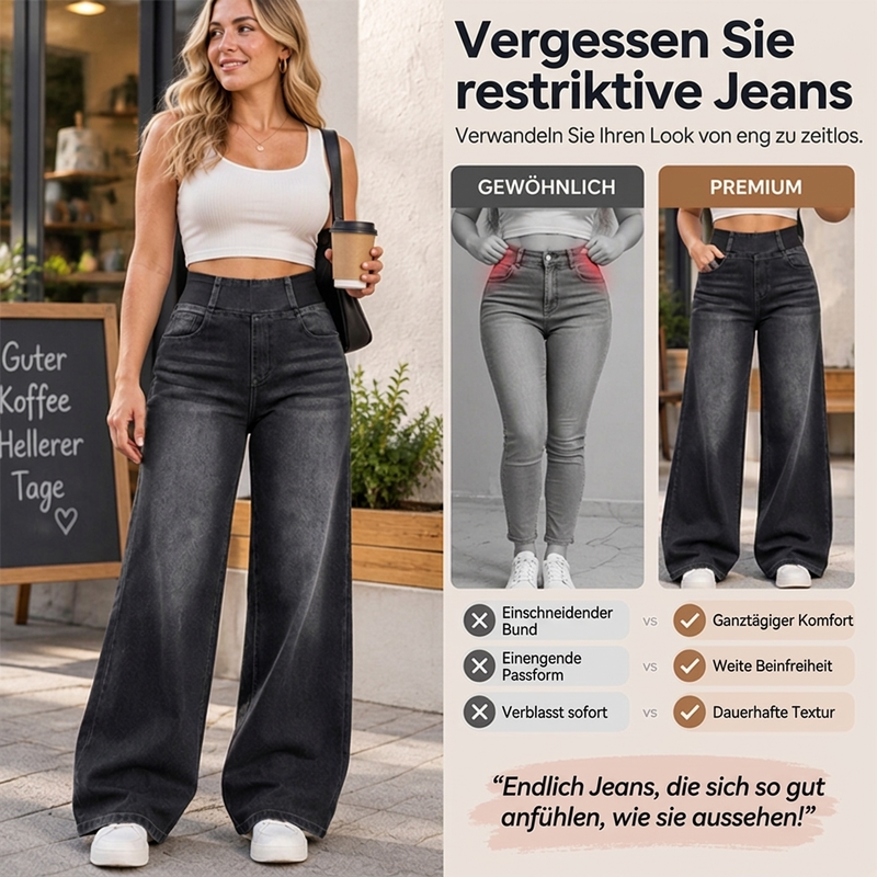 👖 🥳Stretch-Jeans mit weitem Bein🥳
