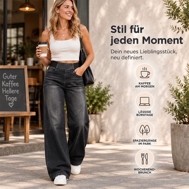 👖 🥳Stretch-Jeans mit weitem Bein🥳