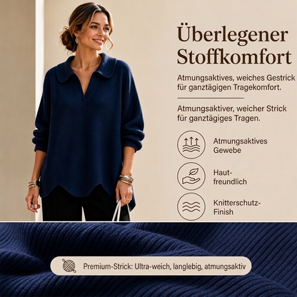 Eleganter Damen-Pullover mit V-Ausschnitt und Puffärmeln