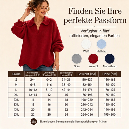 Eleganter Damen-Pullover mit V-Ausschnitt und Puffärmeln