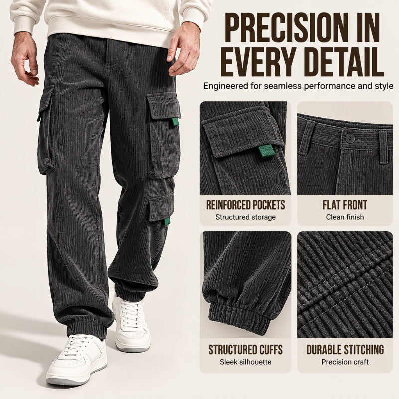 👖 Herren Freizeit Cordhose mit Cargotaschen