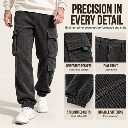👖 Herren Freizeit Cordhose mit Cargotaschen