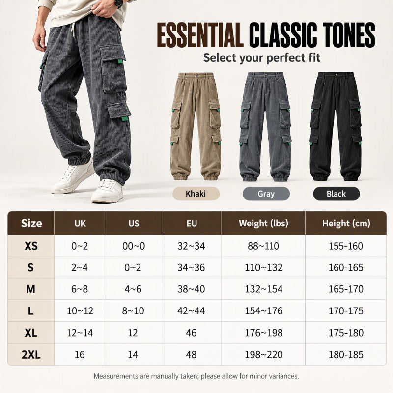 👖 Herren Freizeit Cordhose mit Cargotaschen