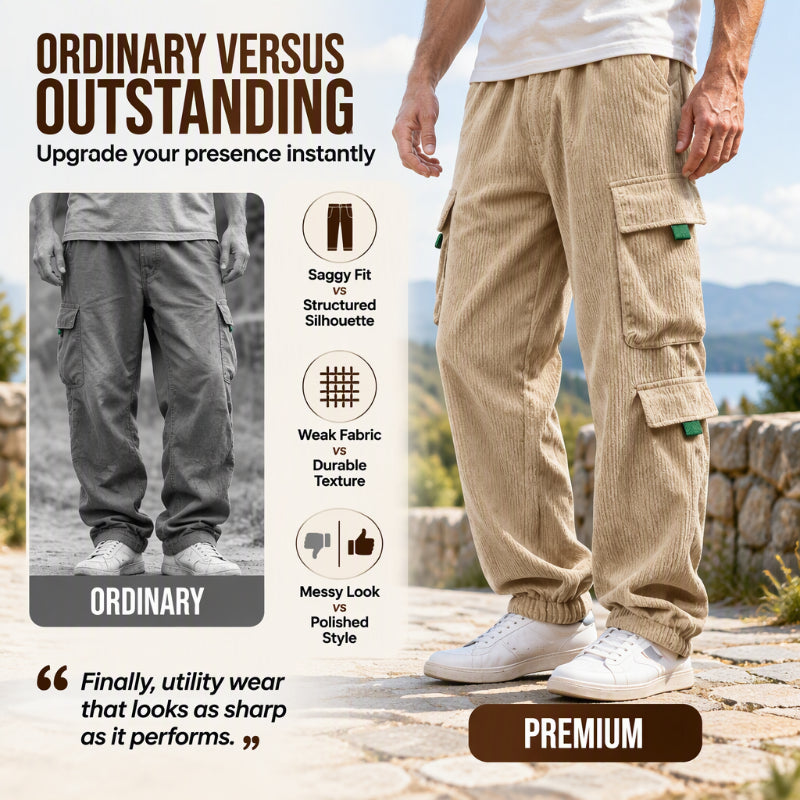 👖 Herren Freizeit Cordhose mit Cargotaschen