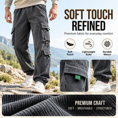 👖 Herren Freizeit Cordhose mit Cargotaschen
