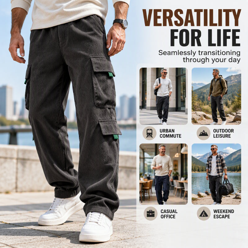 👖 Herren Freizeit Cordhose mit Cargotaschen