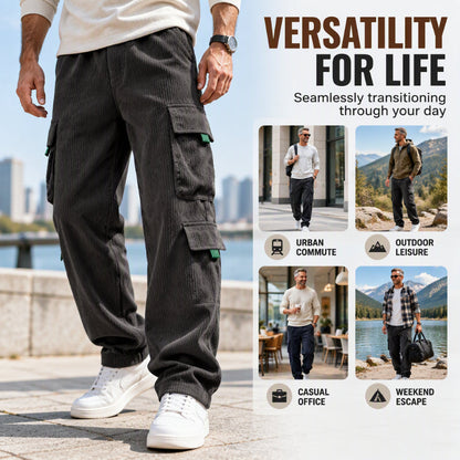 👖 Herren Freizeit Cordhose mit Cargotaschen