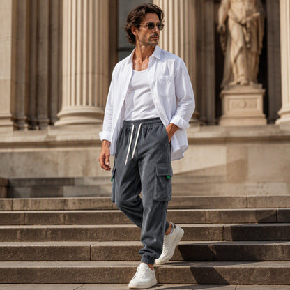 👖 Herren Freizeit Cordhose mit Cargotaschen