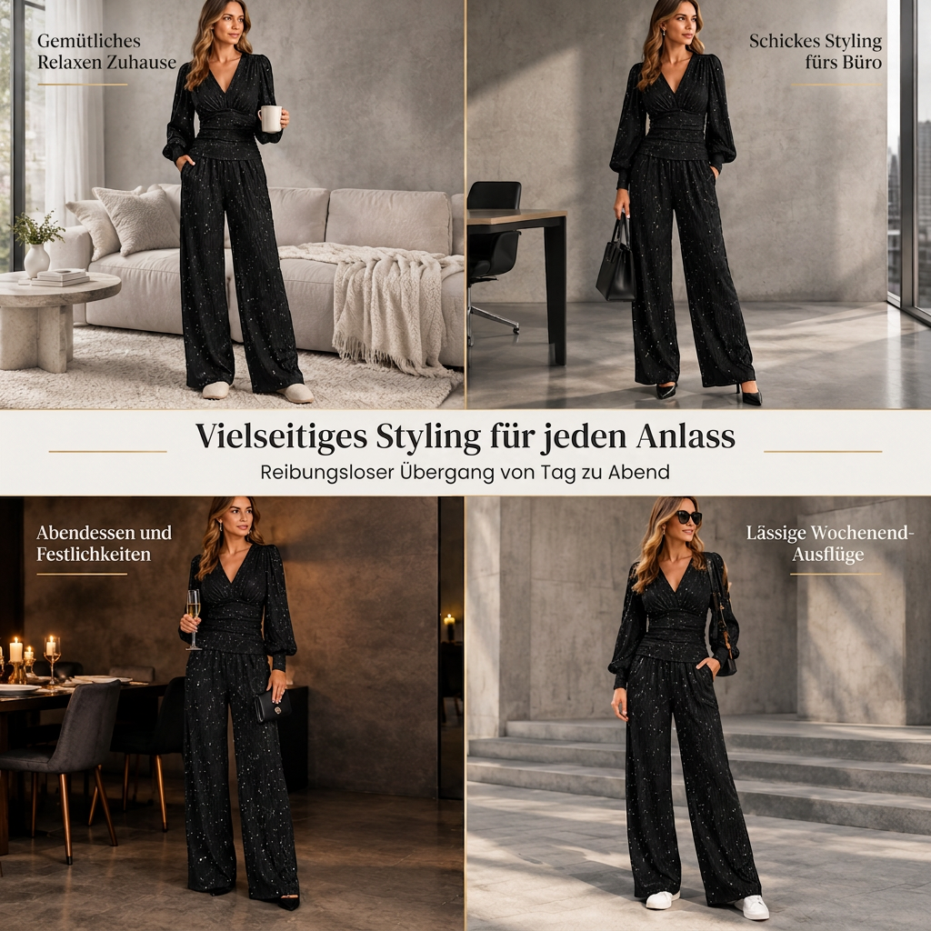 👖 Zweiteiliges Damen-Outfit mit V-Ausschnitt